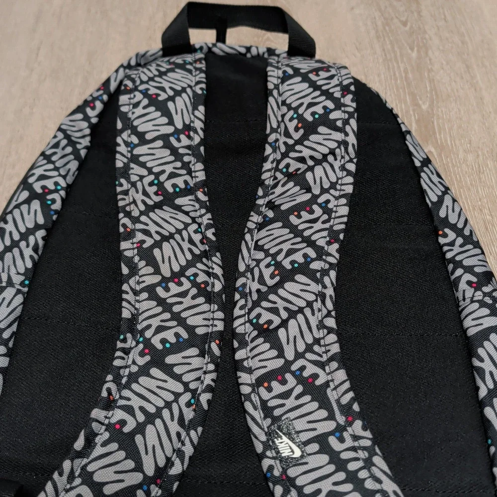 Nike Backpack Unisex OS Youth Black Grey All-Over Logo Print Elemental Bag